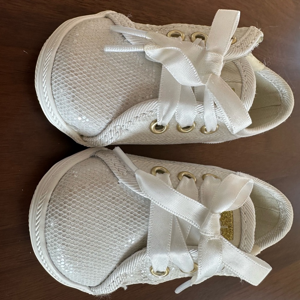 Sparkly white Keds for baby. Size 2